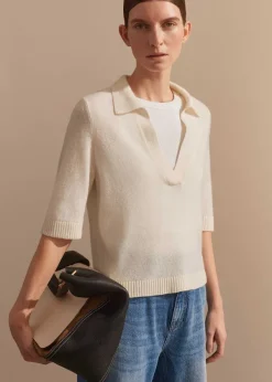 Best ME+EM Cashmere Relaxed Polo Shirt Cream