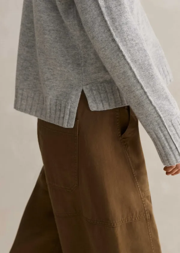 Online ME+EM Cashmere Relaxed V-Neck Jumper Silver Grey M Lange