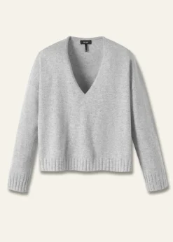 Online ME+EM Cashmere Relaxed V-Neck Jumper Silver Grey M Lange