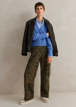 New ME+EM Cashmere Silk V-Neck Jumper Cornflower Blue