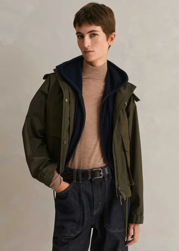 Discount ME+EM Cashmere Sleeveless Relaxed Zip Hoody Navy