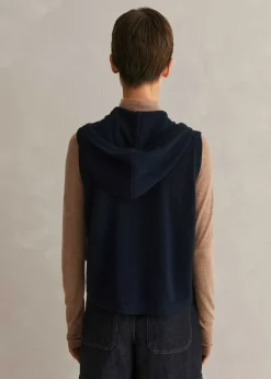 Discount ME+EM Cashmere Sleeveless Relaxed Zip Hoody Navy