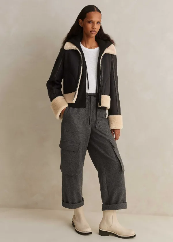 Sale ME+EM Cashmere Sleeveless Relaxed Zip Hoody Black