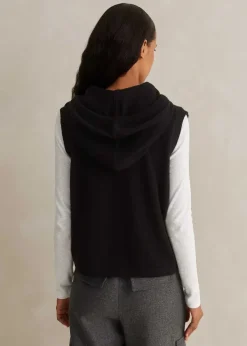 Sale ME+EM Cashmere Sleeveless Relaxed Zip Hoody Black