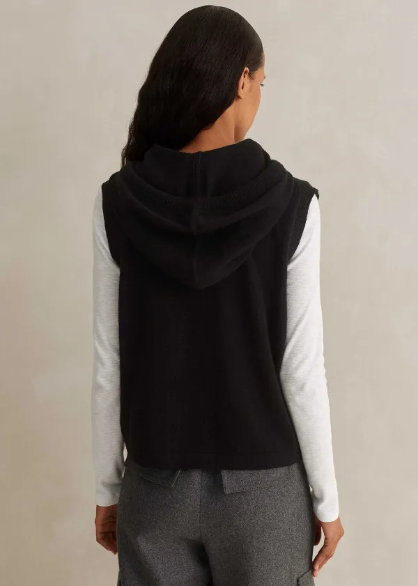 Sale ME+EM Cashmere Sleeveless Relaxed Zip Hoody Black