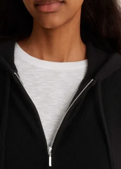 Sale ME+EM Cashmere Sleeveless Relaxed Zip Hoody Black