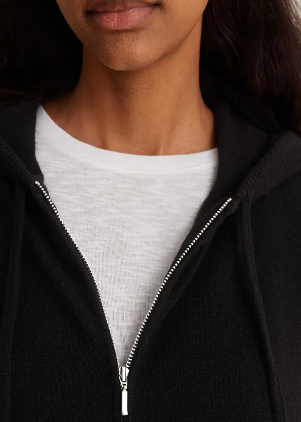 Sale ME+EM Cashmere Sleeveless Relaxed Zip Hoody Black