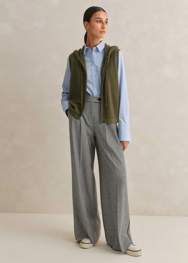 Online ME+EM Cashmere Sleeveless Relaxed Zip Hoody Khaki