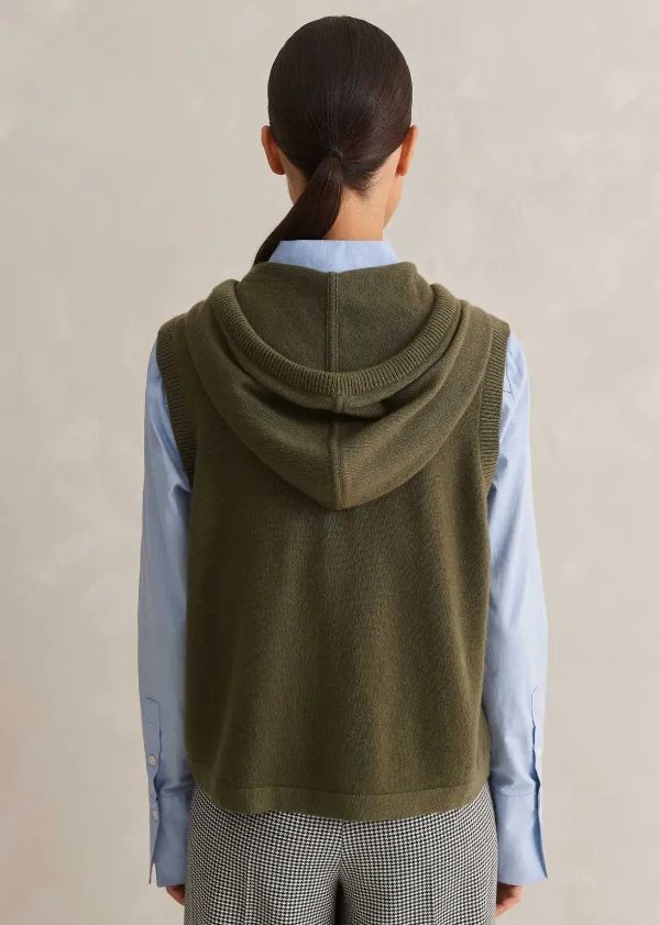 Online ME+EM Cashmere Sleeveless Relaxed Zip Hoody Khaki