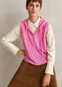 Outlet ME+EM Cashmere Sleeveless Relaxed Zip Hoody Candy Pink