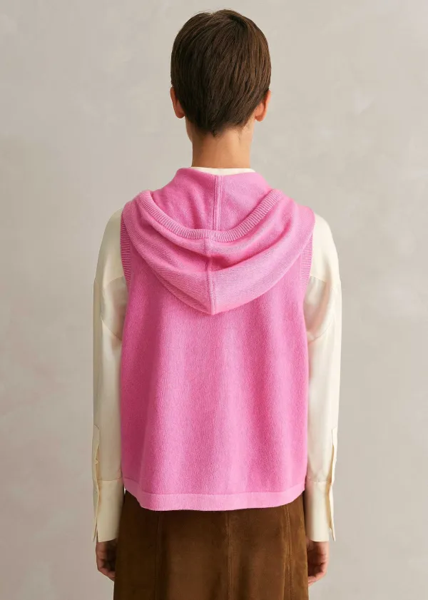 Outlet ME+EM Cashmere Sleeveless Relaxed Zip Hoody Candy Pink