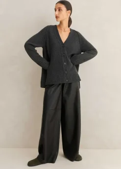 Sale ME+EM Cashmere-Blend Swing Cardigan Charcoal