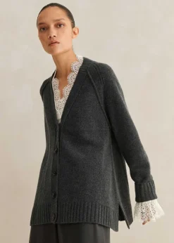 Sale ME+EM Cashmere-Blend Swing Cardigan Charcoal