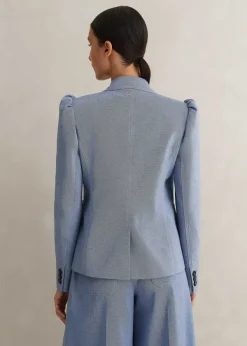 ME+EM Chambray Tailoring Fitted Blazer Blue