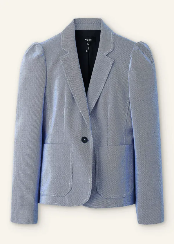 ME+EM Chambray Tailoring Fitted Blazer Blue