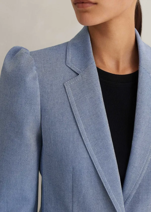 ME+EM Chambray Tailoring Fitted Blazer Blue