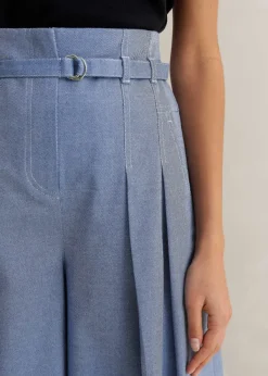 Online ME+EM Chambray Tailoring Super Wide-Leg Trouser Blue