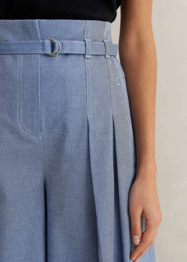 Online ME+EM Chambray Tailoring Super Wide-Leg Trouser Blue