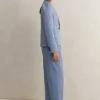 Best ME+EM Chambray Tailoring Tapered Trouser Suit Blue