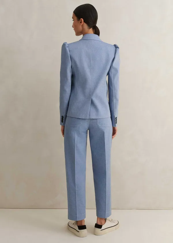Best ME+EM Chambray Tailoring Tapered Trouser Suit Blue