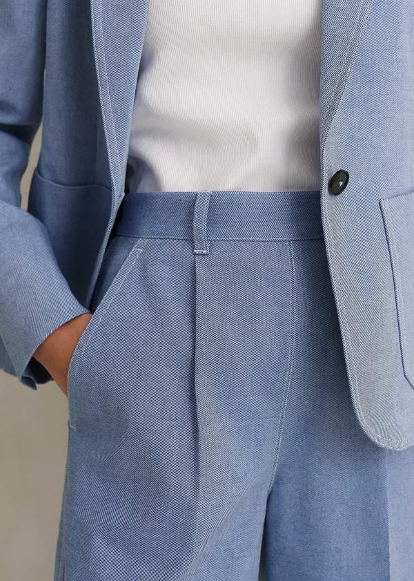 Best ME+EM Chambray Tailoring Tapered Trouser Suit Blue