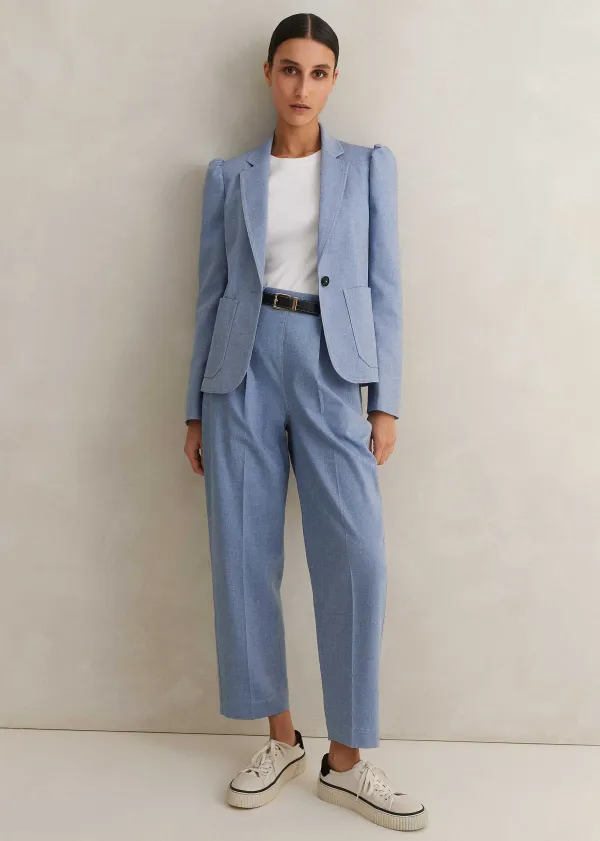 Sale ME+EM Chambray Tailoring Tapered Trouser Blue