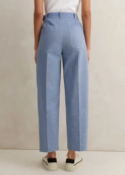 Sale ME+EM Chambray Tailoring Tapered Trouser Blue