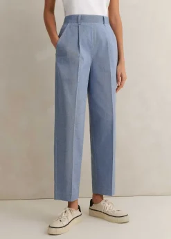 Sale ME+EM Chambray Tailoring Tapered Trouser Blue
