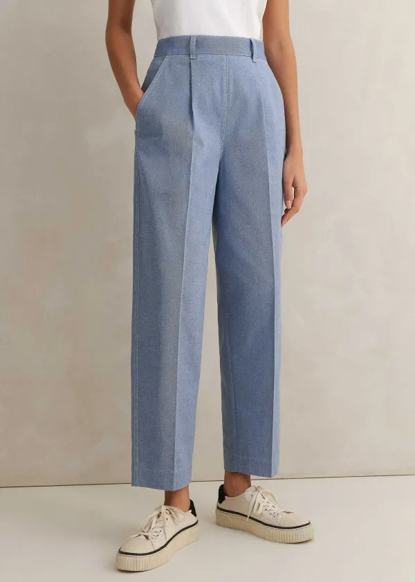 Sale ME+EM Chambray Tailoring Tapered Trouser Blue