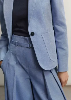 New ME+EM Chambray Tailoring Wide-Leg Trouser Suit Blue