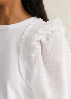 Hot ME+EM Check Detail Boxy T-Shirt Fresh White