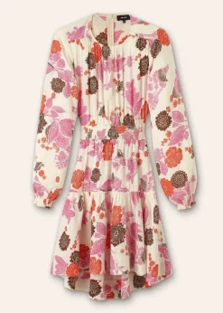 Sale ME+EM Cheesecloth Bali Print Fit And Flare Dress Cream/Pink/Multi