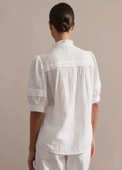 Online ME+EM Cheesecloth Blouse Soft White