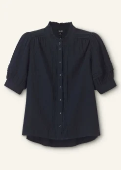 Sale ME+EM Cheesecloth Blouse Navy