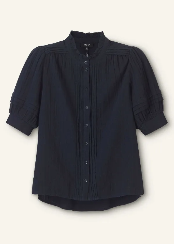 Sale ME+EM Cheesecloth Blouse Navy