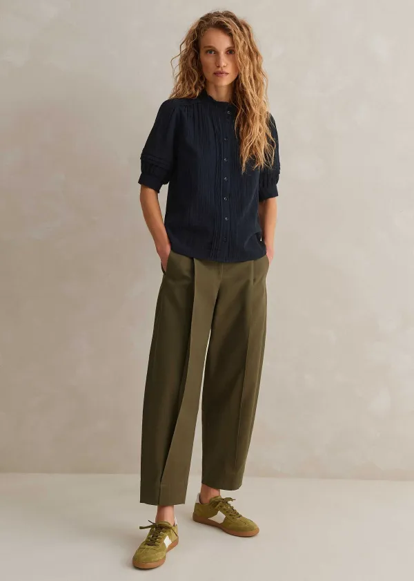 Sale ME+EM Cheesecloth Blouse Navy