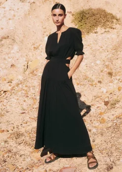 Online ME+EM Cheesecloth Cut Out Full-Length Dress Black