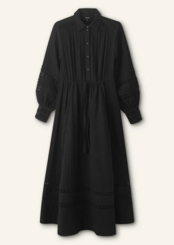 Online ME+EM Cheesecloth Drawstring Maxi Dress Black