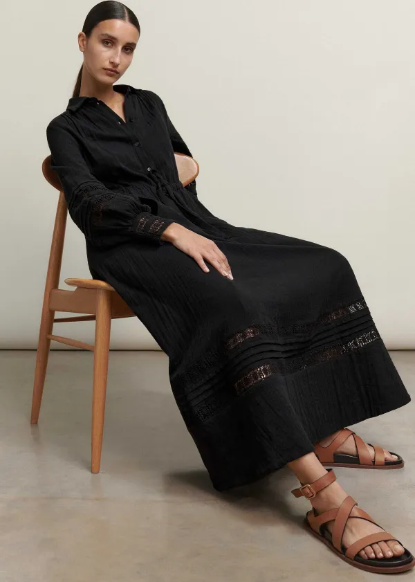 Online ME+EM Cheesecloth Drawstring Maxi Dress Black