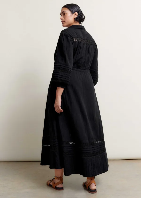 Online ME+EM Cheesecloth Drawstring Maxi Dress Black