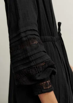 Online ME+EM Cheesecloth Drawstring Maxi Dress Black