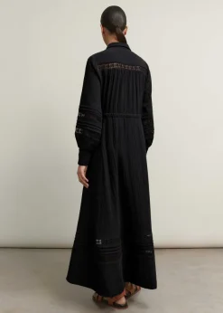 Online ME+EM Cheesecloth Drawstring Maxi Dress Black