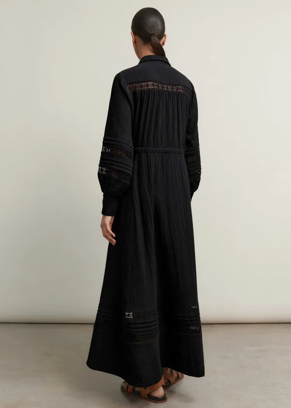Online ME+EM Cheesecloth Drawstring Maxi Dress Black