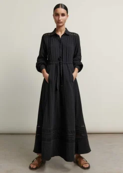 Online ME+EM Cheesecloth Drawstring Maxi Dress Black
