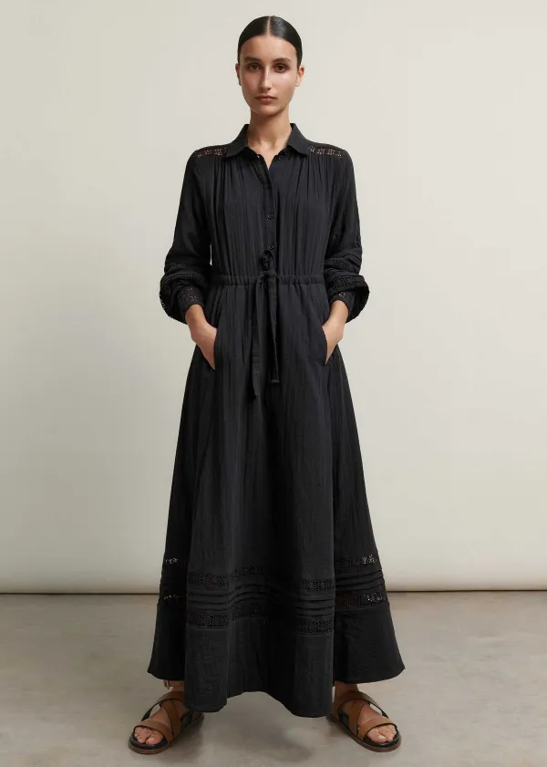 Online ME+EM Cheesecloth Drawstring Maxi Dress Black