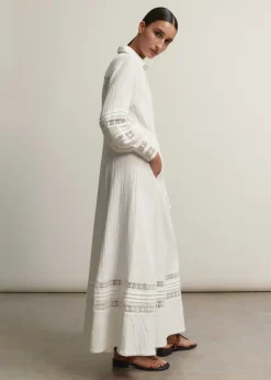 Hot ME+EM Cheesecloth Drawstring Maxi Dress Soft White