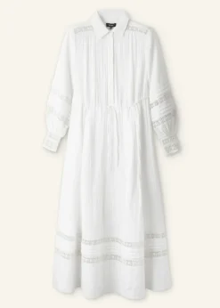 Hot ME+EM Cheesecloth Drawstring Maxi Dress Soft White