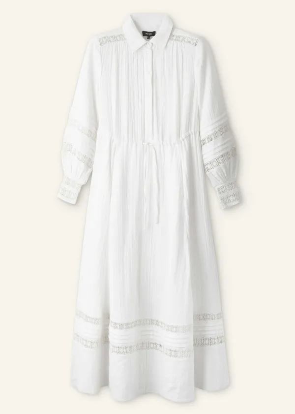 Hot ME+EM Cheesecloth Drawstring Maxi Dress Soft White