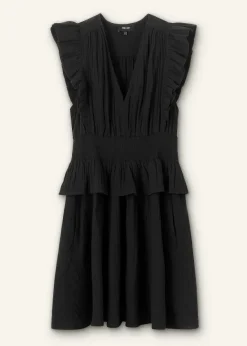 Clearance ME+EM Cheesecloth Fit And Flare Short Dress Black