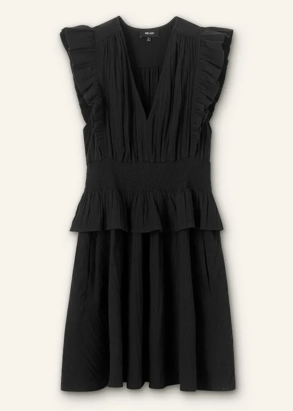 Clearance ME+EM Cheesecloth Fit And Flare Short Dress Black